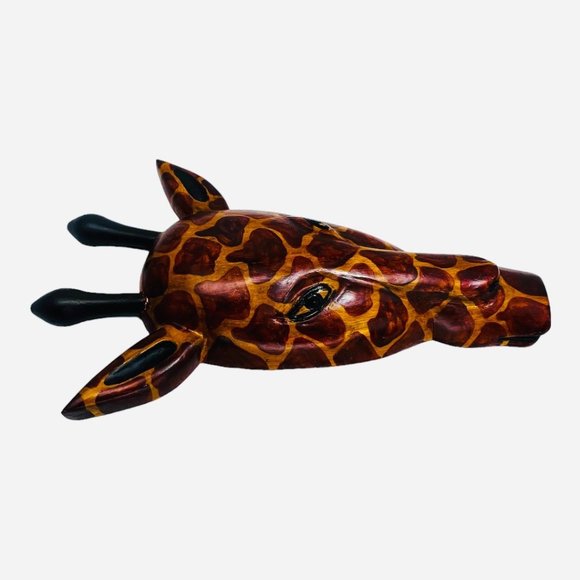 Hand Carved Wooden Giraffe Wall Hanging Decor - Picture 2 of 7